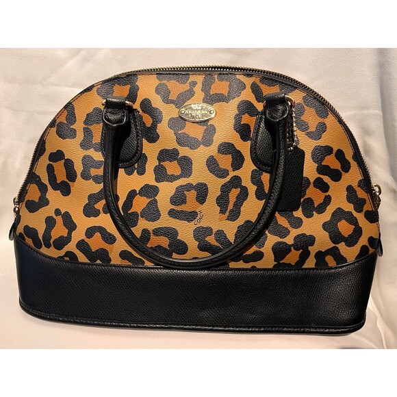 Coach Cora Domed Leopard print Satchel - New - Picture 1 of 9